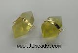 NGC261 18*30mm - 20*35mm faceted nuggets lemon quartz connectors