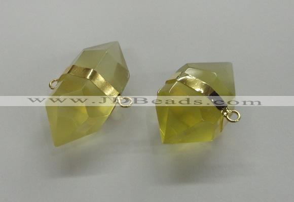 NGC261 18*30mm - 20*35mm faceted nuggets lemon quartz connectors