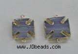 NGC274 22*22mm - 24*24mm blue lace agate gemstone connectors