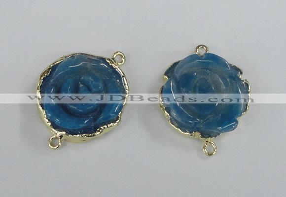 NGC290 23*25mm - 26*28mm carved flower agate gemstone connectors