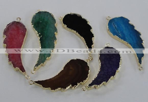 NGC324 18*40mm - 22*55mm wing-shaped agate gemstone connectors