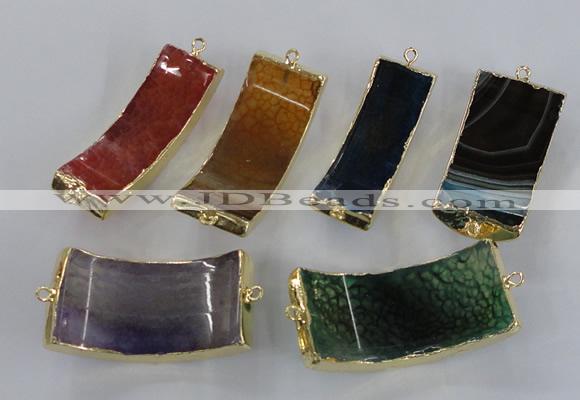 NGC326 15*50mm - 22*45mm agate gemstone connectors wholesale