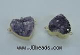 NGC370 23*25mm - 30*32mm heart druzy amethyst gemstone connectors