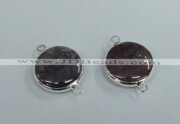 NGC385 18mm flat round agate gemstone connectors wholesale