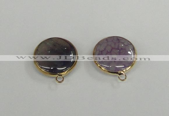 NGC391 18mm flat round agate gemstone connectors wholesale