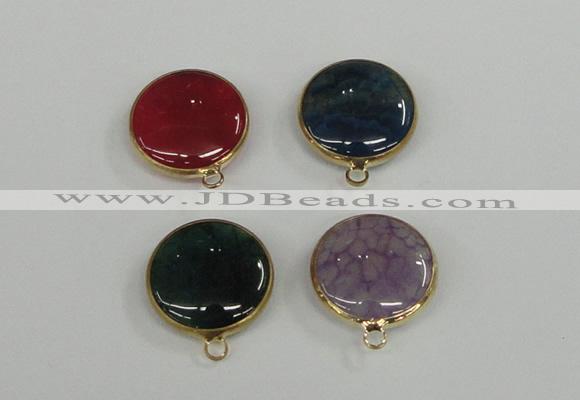 NGC395 18mm flat round agate gemstone connectors wholesale