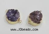 NGC419 20mm coin druzy amethyst gemstone connectors wholesale