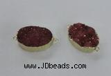 NGC473 20*30mm oval druzy agate gemstone connectors wholesale