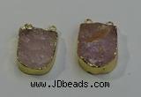 NGC5026 20*35mm - 25*40mm freeform rose quartz connectors