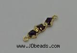 NGC5057 10*25mm - 10*35mm freeform amethyst gemstone connectors