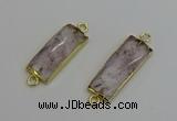 NGC5076 12*30mm - 15*35mm faceted rectangle light amethyst connectors