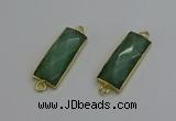 NGC5084 12*30mm - 15*35mm faceted rectangle green aventurine connectors