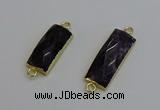 NGC5088 12*30mm - 15*35mm faceted rectangle amethyst connectors