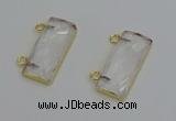 NGC5095 12*30mm - 15*35mm faceted rectangle white crystal connectors