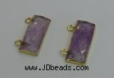 NGC5097 12*30mm - 15*35mm faceted rectangle light amethyst connectors