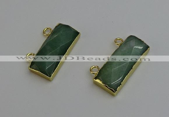 NGC5104 12*30mm - 15*35mm faceted rectangle green aventurine connectors