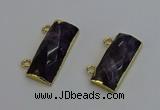 NGC5108 12*30mm - 15*35mm faceted rectangle amethyst connectors