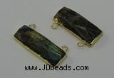 NGC5109 12*30mm - 15*30mm faceted rectangle labradorite connectors