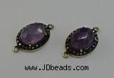 NGC5127 16*20mm oval amethyst gemstone connectors wholesale