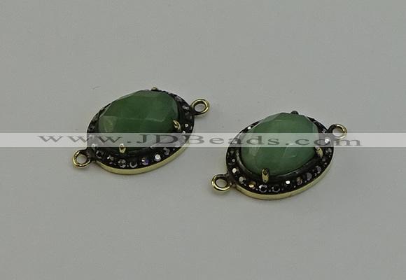 NGC5132 16*20mm oval green aventurine gemstone connectors wholesale