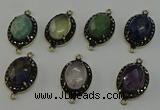 NGC5137 16*20mm oval mixed gemstone connectors wholesale