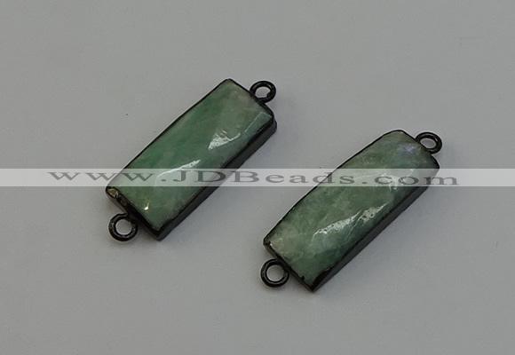 NGC5195 12*30mm - 15*30mm faceted rectangle amazonite connectors