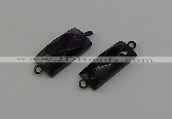 NGC5199 12*30mm - 15*30mm faceted rectangle amethyst connectors