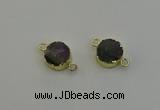 NGC5219 15mm - 16mm coin druzy amethyst gemstone connectors