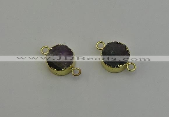 NGC5219 15mm - 16mm coin druzy amethyst gemstone connectors