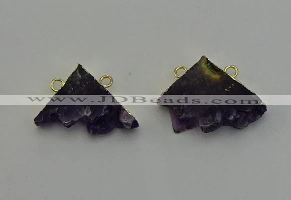 NGC5221 22*30mm - 25*35mm freeform druzy amethyst connectors