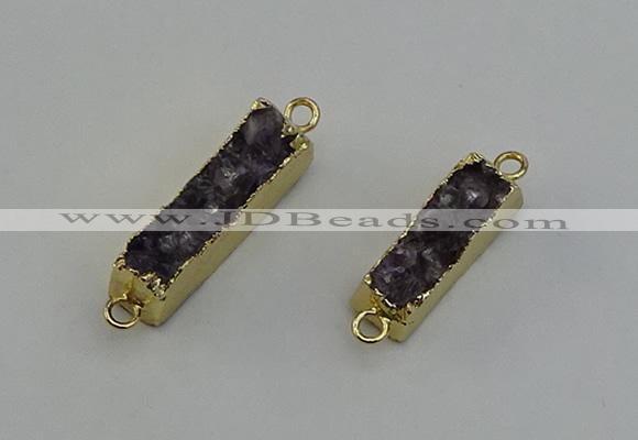 NGC5265 8*25mm - 10*32mm rectangle druzy amethyst connectors