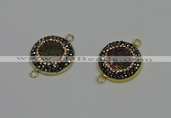 NGC5315 20mm - 22mm coin plated druzy agate connectors