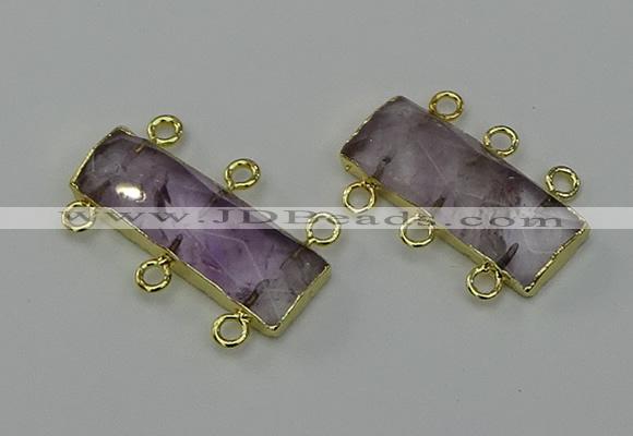 NGC5352 12*30mm - 15*30mm faceted rectangle light amethyst connectors