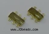 NGC5355 12*30mm - 15*30mm faceted rectangle lemon quartz connectors