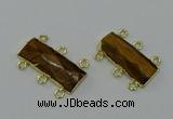 NGC5363 12*30mm - 15*30mm faceted rectangle yellow tiger eye connectors