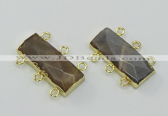 NGC5365 12*30mm - 15*30mm faceted rectangle moonstone connectors