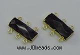 NGC5367 12*30mm - 15*30mm faceted rectangle amethyst connectors