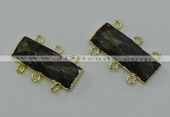 NGC5370 12*30mm - 15*30mm faceted rectangle labradorite connectors