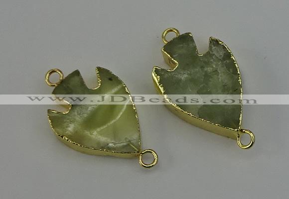 NGC5380 20*35mm - 25*40mm arrowhead green rutilated quartz connectors