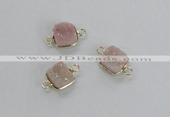 NGC546 8*8mm - 12*12mm square druzy agate connectors wholesale