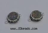 NGC5463 14mm - 15mm flower plated druzy agate connectors wholesale