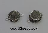 NGC5464 14mm - 15mm flower plated druzy agate connectors wholesale