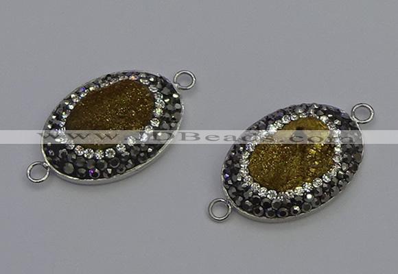 NGC5475 18*25mm oval plated druzy agate gemstone connectors