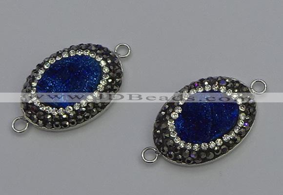 NGC5476 18*25mm oval plated druzy agate gemstone connectors