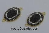 NGC5481 18*25mm oval plated druzy agate gemstone connectors