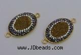 NGC5486 18*25mm oval plated druzy agate gemstone connectors