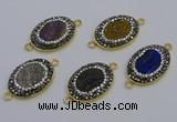 NGC5488 18*25mm oval plated druzy agate gemstone connectors