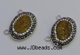 NGC5496 18*25mm oval plated druzy agate gemstone connectors