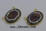 NGC5503 18*25mm oval plated druzy agate gemstone connectors