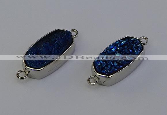 NGC5553 10*22mm - 12*25mm freeform plated druzy quartz connectors